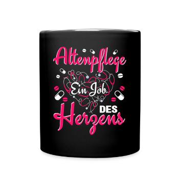 Altenpflegerin Altenpflege ein Job des Herzens - Tasse einfarbig - Schwarz - Vorne