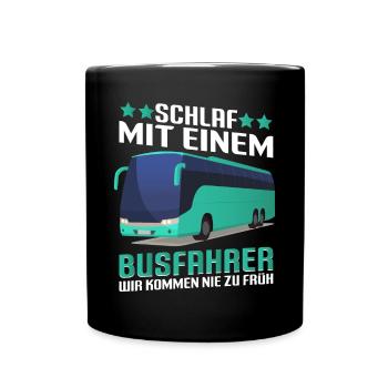 Bus Schlaf mit einem Busfahrer - Tasse einfarbig - Schwarz - Vorne
