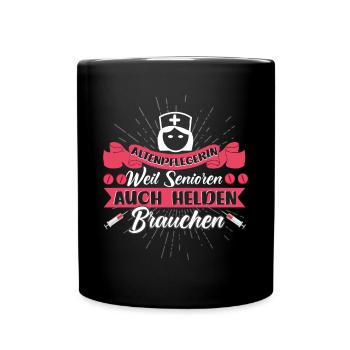 Pflegerin Altenpflegerin - Tasse einfarbig - Schwarz - Vorne