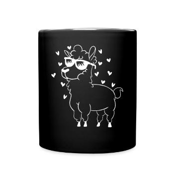 Llama Hearts Alpaca - Animal Llama Farmer Alpaca - Full Colour Mug - black - Front