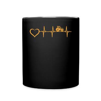 Farmer Heartbeat Farm Farming Tractor Heartbeat - Full Colour Mug - black - Front