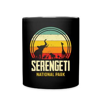 Serengeti Big Five Safari Souvenir Afrika National - Tasse einfarbig - Schwarz - Vorne