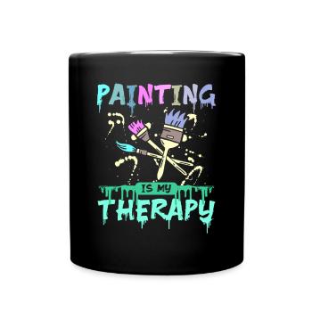 Painting is my therapy - Full Colour Mug - black - Front