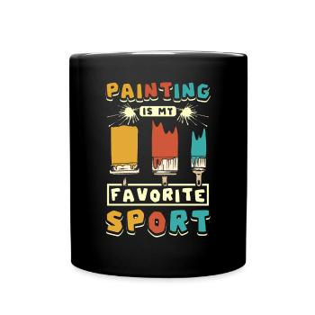 La peinture est mon sport préféré - Mug uni - noir - Devant