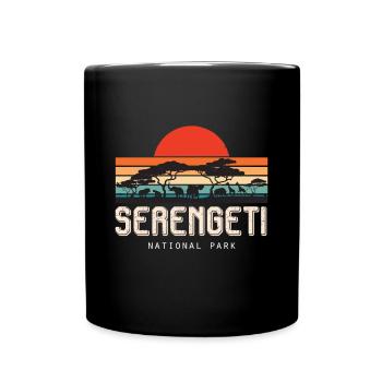 Safari Retro Serengeti National Park Sunrise - Full Colour Mug - black - Front