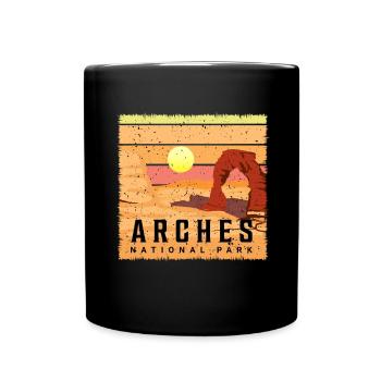 National Park Souvenir Retro Utah Arches Hike - Full Colour Mug - black - Front