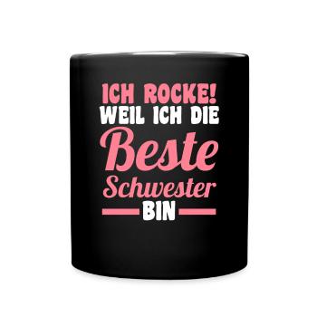 Beste Schwester - Tasse einfarbig - Schwarz - Vorne
