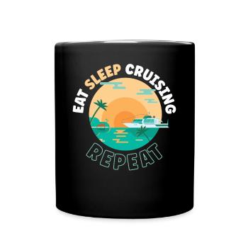 Vacances en bateau de croisière Manger dormir - Mug uni - noir - Devant