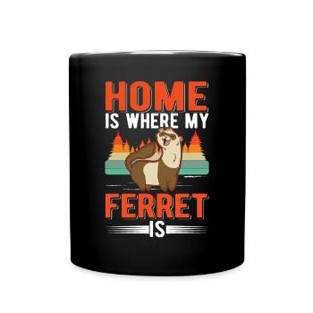 Home is where my Ferret is Frettchen - Tasse einfarbig - Schwarz - Vorne