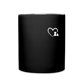 Dog Puppy Dog Cat Heart Dog Lover - Dog & Cat - Full Colour Mug - black - Front