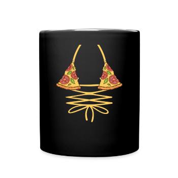 Pizza Bikini - Tasse einfarbig - Schwarz - Vorne