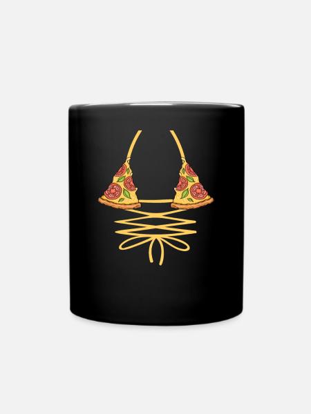 Pizza Bikini - Tasse einfarbig - Schwarz