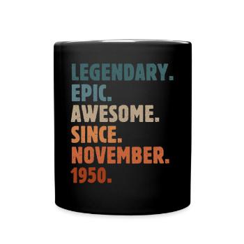 1950 November Vintage Birthday Gift - Full Colour Mug - black - Front