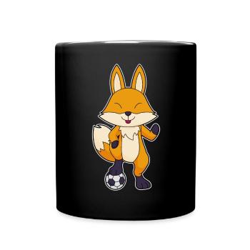 Fuchs Fußballspieler Fußball - Tasse einfarbig - Schwarz - Vorne