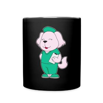 Hund Krankenschwester - Tasse einfarbig - Schwarz - Vorne