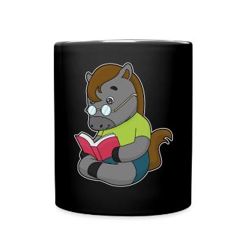 Lunettes de livre Horse Nerd - Mug uni - noir - Devant