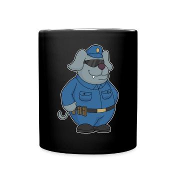 Hund Polizist Sonnenbrille Polizei - Tasse einfarbig - Schwarz - Vorne