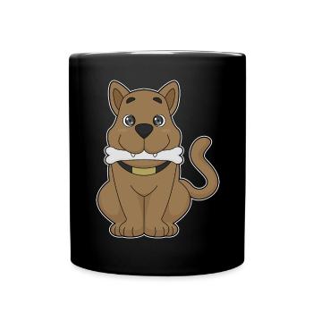 Hund Knochen - Tasse einfarbig - Schwarz - Vorne