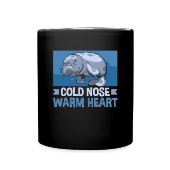 Nez froid Lamantin à cœur chaud Lamantin potelé potelé - Mug uni - noir - Devant