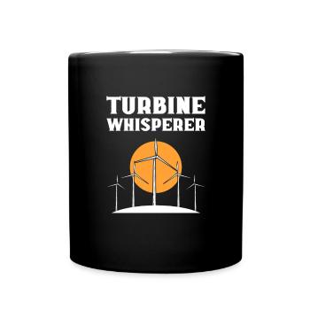 Turbine Whisperer Windmill Operator. Wind Turbine - Full Colour Mug - black - Front