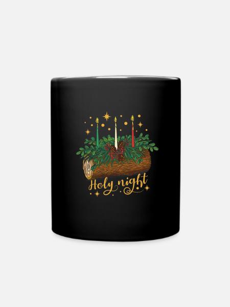 Weihnachten - Holy night - Tasse einfarbig - Schwarz