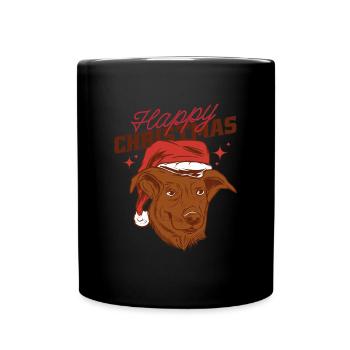 Weihnachten - santa dog happy christmas - Tasse einfarbig - Schwarz - Vorne