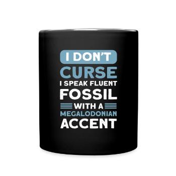 Chasse aux dents de mégalodon. Dent fossile de dent de requin - Mug uni - noir - Devant