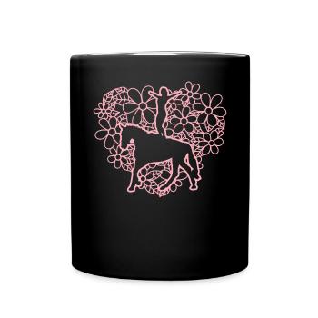 Voltige fille cheval amoureux Saut équestre - Mug uni - noir - Devant