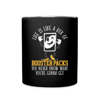 Das Leben ist wie eine Schachtel mit Booster Packs Card Collector - Tasse einfarbig - Schwarz - Vorne