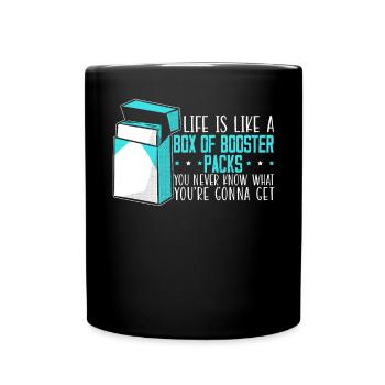 Das Leben ist wie eine Schachtel mit Booster Packs Card Collector - Tasse einfarbig - Schwarz - Vorne
