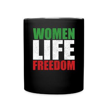 Women life freedom support retro Free Iran - Tasse einfarbig - Schwarz - Vorne