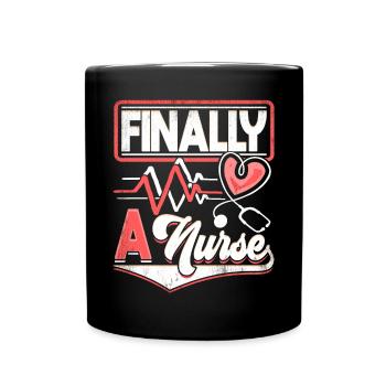 Finally a Nurse Nursing School - Full Colour Mug - black - Front