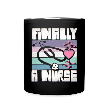Finally a Nurse Nursing School - Full Colour Mug - black - Front