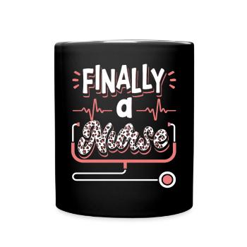 Finally a Nurse Nursing School - Full Colour Mug - black - Front