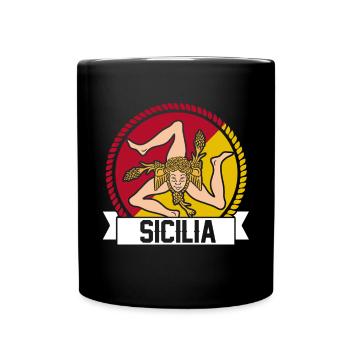 Sizilien flagge Sizilien Palermo Italien - Tasse einfarbig - Schwarz - Vorne