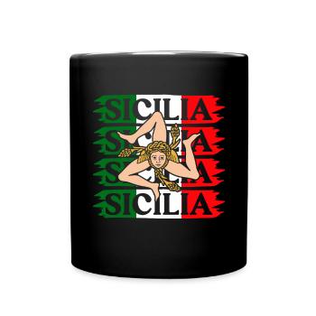 Sizilien flagge Sizilien Palermo Italien - Tasse einfarbig - Schwarz - Vorne