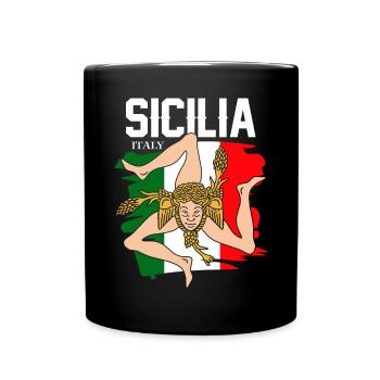 Sizilien flagge Sizilien Palermo Italien - Tasse einfarbig - Schwarz - Vorne
