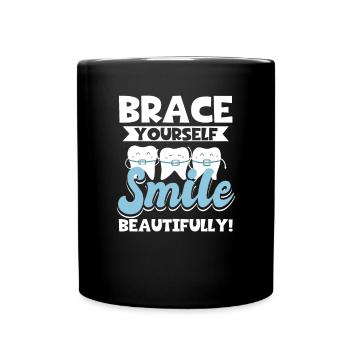 Zahnspange Zahnhygienikerin - Tasse einfarbig - Schwarz - Vorne