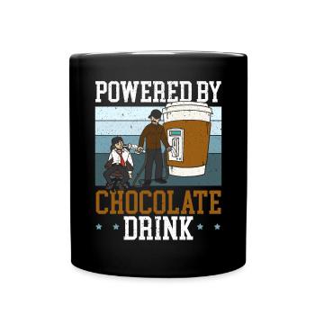 Powered By Chocolate Drink Choco Drink Flavor - Full Colour Mug - black - Front