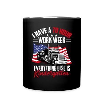 70 heures de travail par semaine Camionneur patriotique - Mug uni - noir - Devant