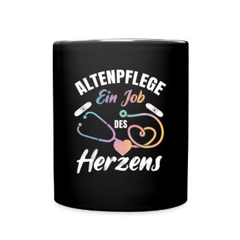 Altenpflegerin Altenpflege ein Job des Herzens - Tasse einfarbig - Schwarz - Vorne
