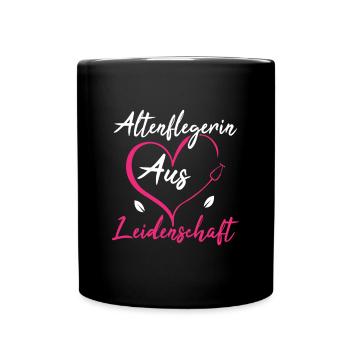 Altenpflegerin mit Herz Altenpflege Senioren - Tasse einfarbig - Schwarz - Vorne