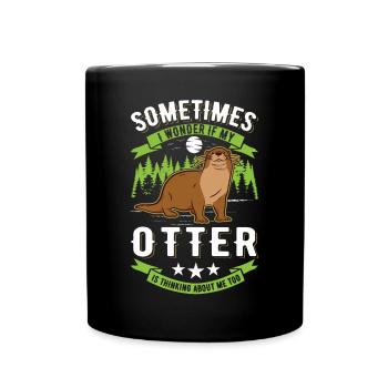 Otter Geschenk Fischotter Seeotter - Tasse einfarbig - Schwarz - Vorne