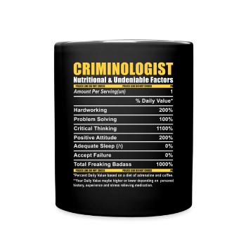 Criminologue Criminologie Informations nutritionnelles - Mug uni - noir - Devant