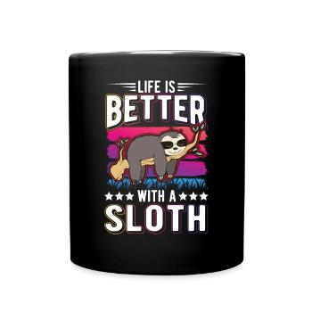 Life is better with a Sloth Faultier - Full Colour Mug - black - Front