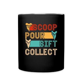 Megalodon Shark Tooth Fossil Collector Gift - Full Colour Mug - black - Front
