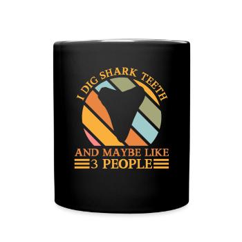 Megalodon Shark Tooth Fossil Collectible Gift - Full Colour Mug - black - Front