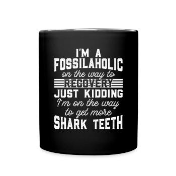 Megalodon Shark Tooth Fossil Collector Gift - Full Colour Mug - black - Front