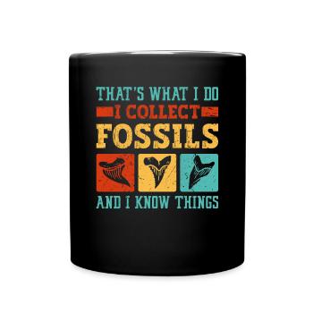 Megalodon Shark Tooth Fossil Collector Gift - Full Colour Mug - black - Front