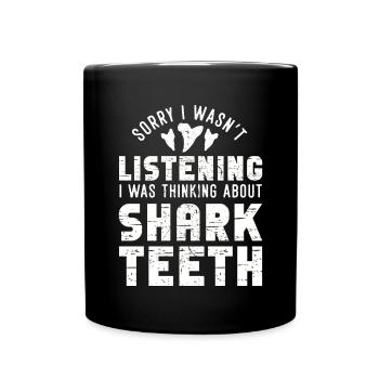 Megalodon Shark Tooth Fossil Collectible Gift - Full Colour Mug - black - Front